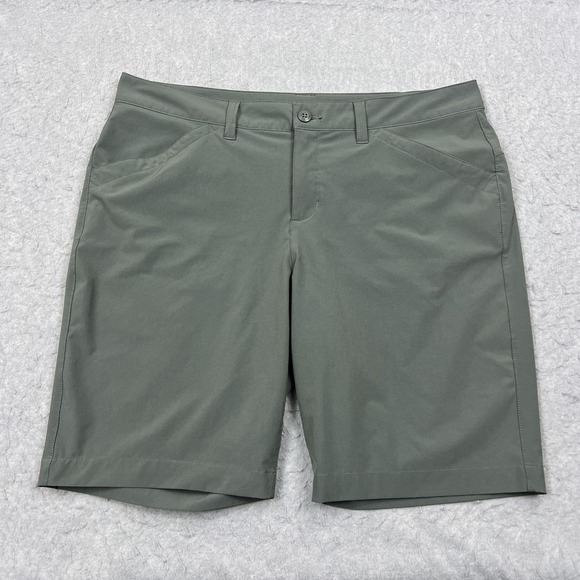 Eddie Bauer Shorts Womens 14 Gray Bermuda Chino Travex 9.5" Stretch Hiking READ - Picture 1 of 16